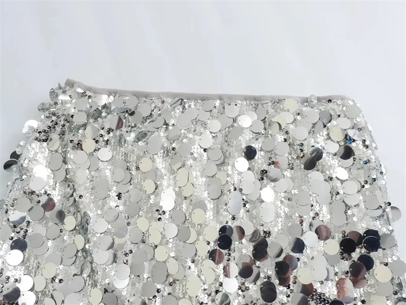 Silver Sequin Skirt Woman High Waist Mini Skirt - Uniqwear