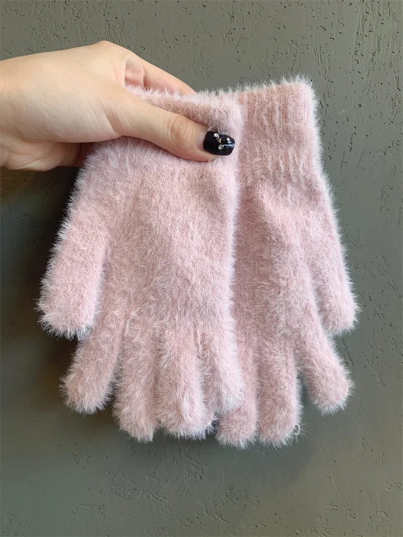 Fashion Winter Mink Velvet Five Finger Gloves - Uniqwear
