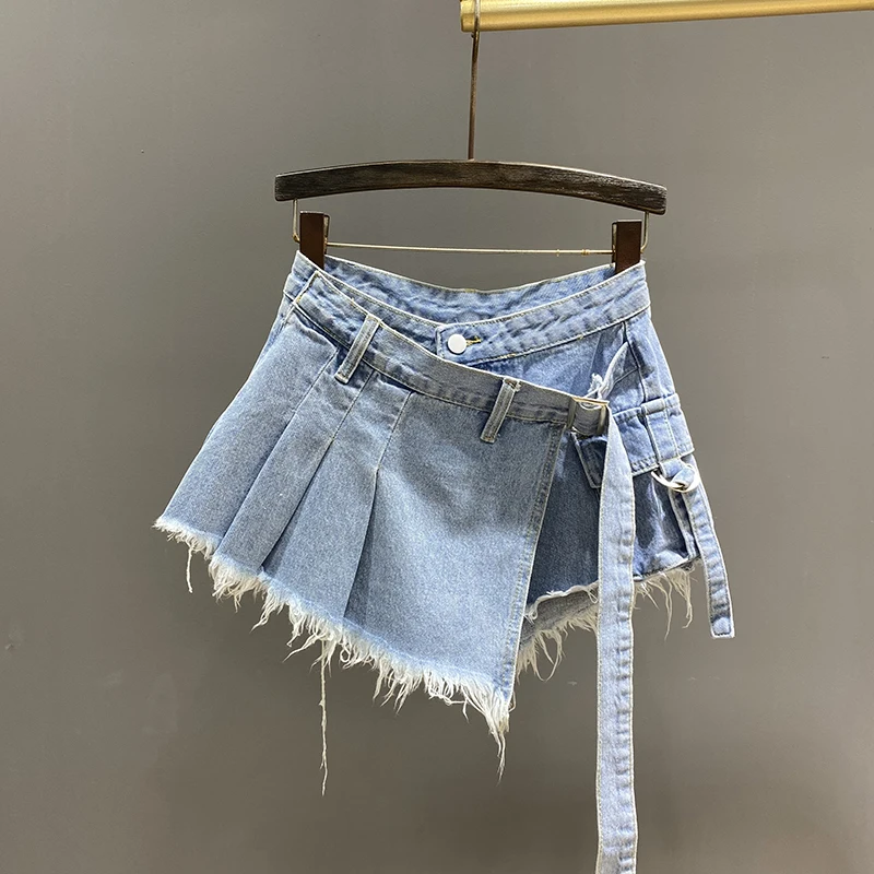 Irregular Denim Skirt Women's Summer High Waist Mini Skirts - Uniqwear