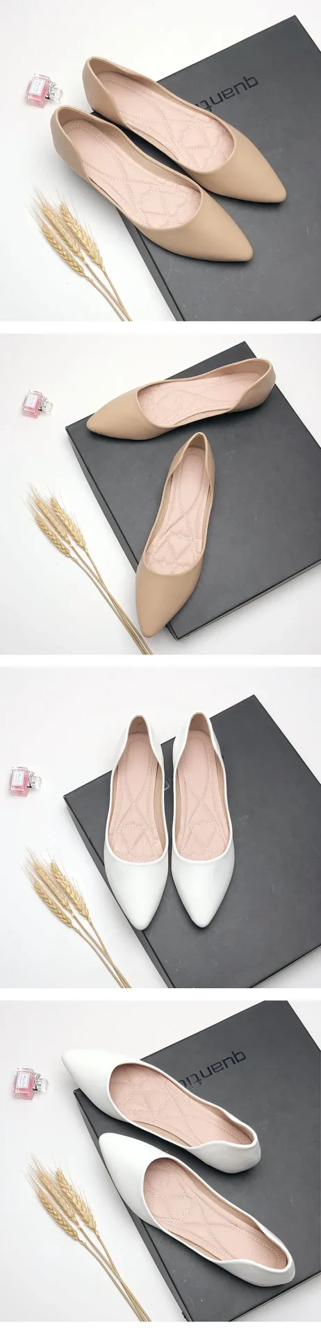 Women Flats Soft Soles Leather Pointed Toe Candy Color - Uniqwear