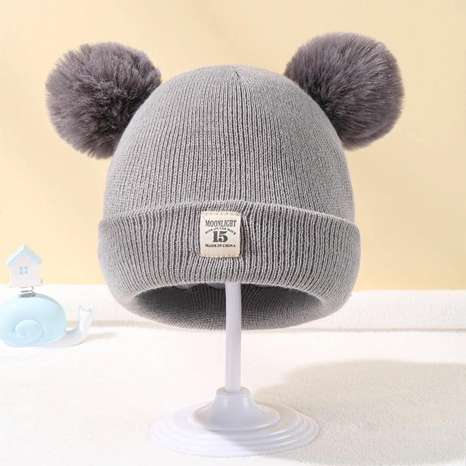 Baby Warm Knitted Hats With Pom - Uniqwear