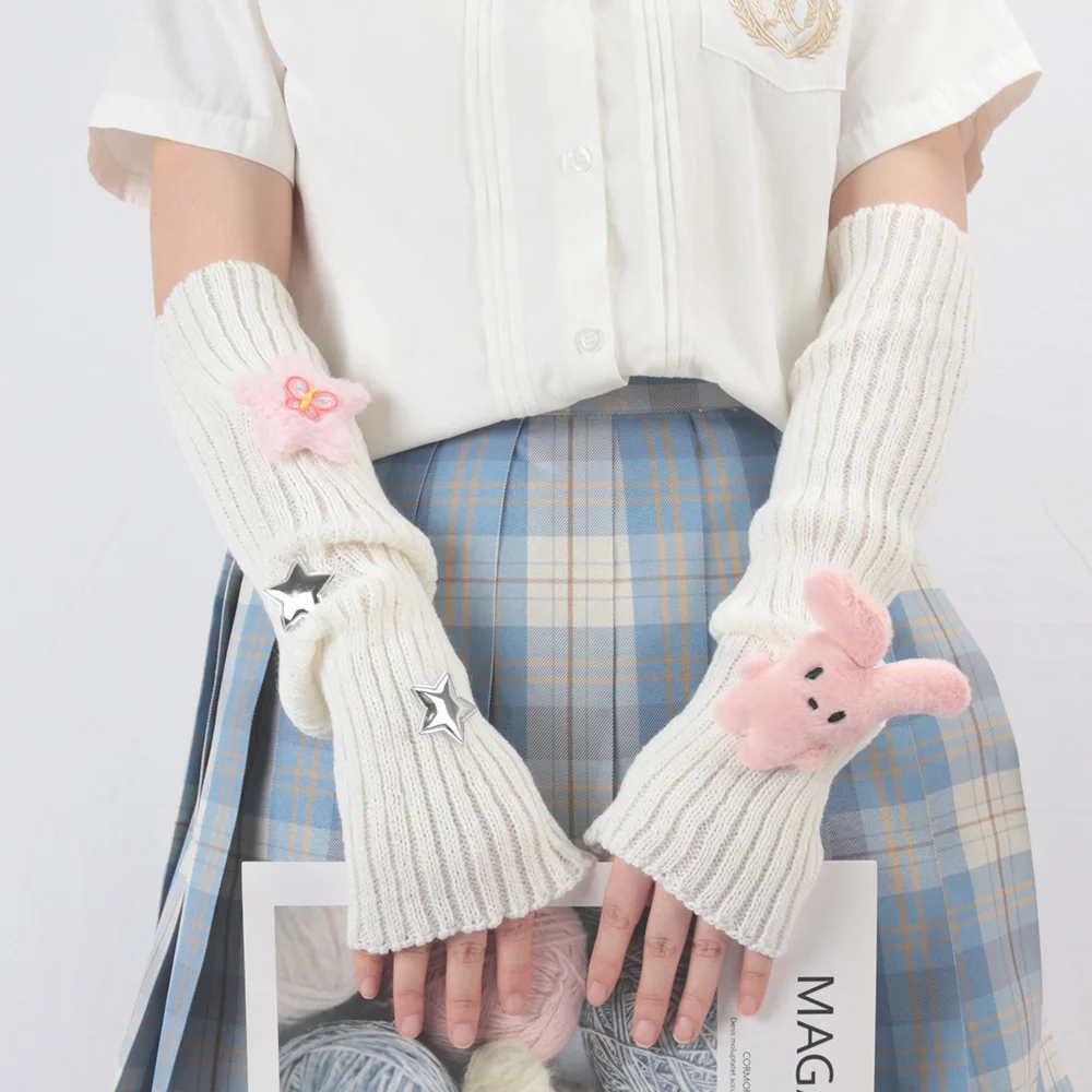 Korean Long Cute Fingerless Gloves Women - Uniqwear