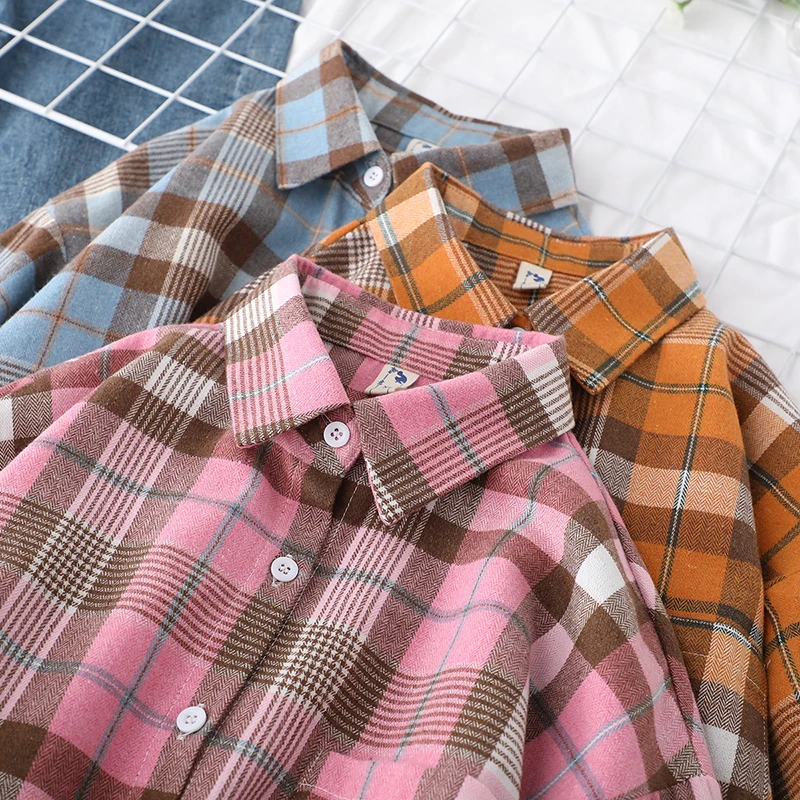 Loose Women Plaid Shirt Fresh College Design - Uniqwear