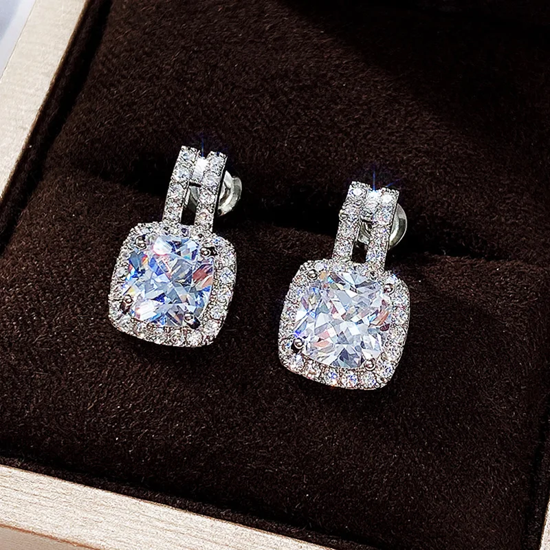 Silver Color CZ Stud Earrings for Women - Uniqwear