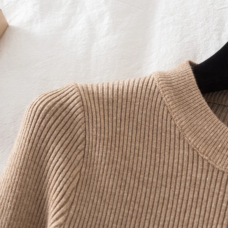 Women casual button o-neck soft sweater - Uniqwear