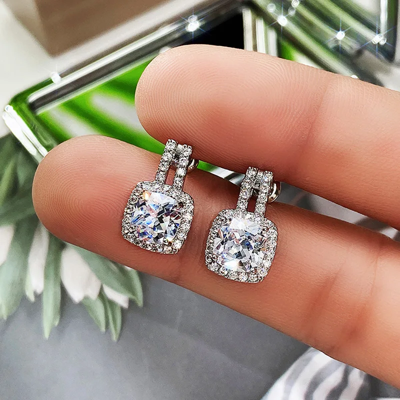 Silver Color CZ Stud Earrings for Women - Uniqwear