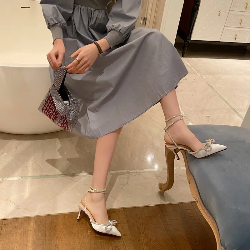 New Fashion Glitter Rhinestones Women Thin High Heels - Uniqwear