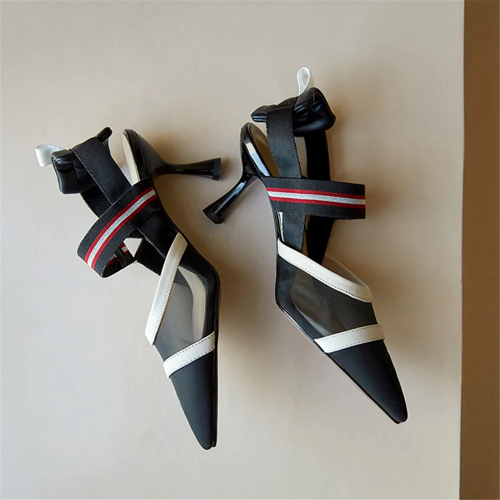 Classic Women Sandals Cow Leather&Mesh Pointed Toe - Uniqwear