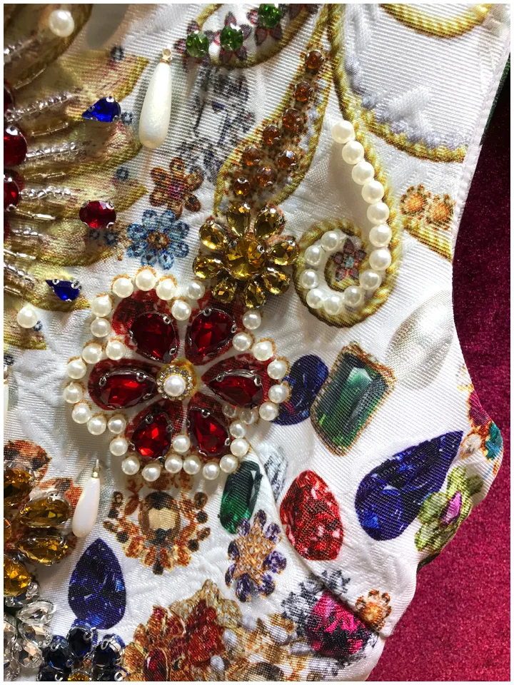 Luxury Heavy Beads Diamond Retro Court Dresses for Women - Uniqwear