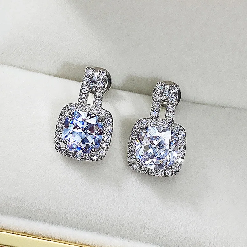 Silver Color CZ Stud Earrings for Women - Uniqwear