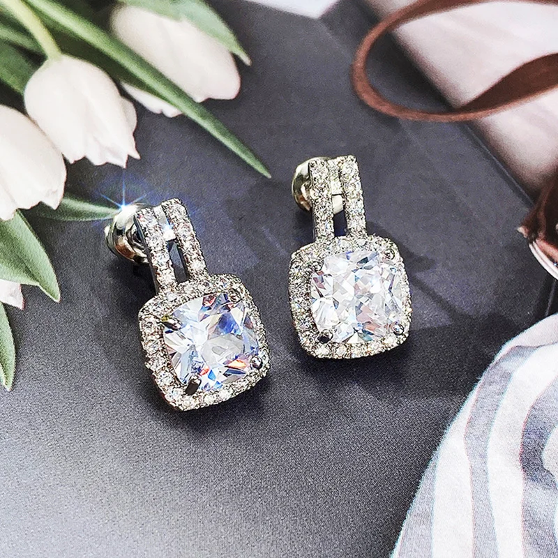Silver Color CZ Stud Earrings for Women - Uniqwear
