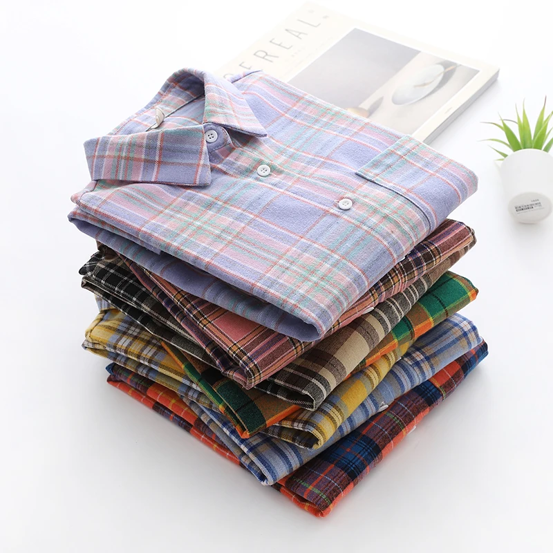Loose Women Plaid Shirt Fresh College Design - Uniqwear