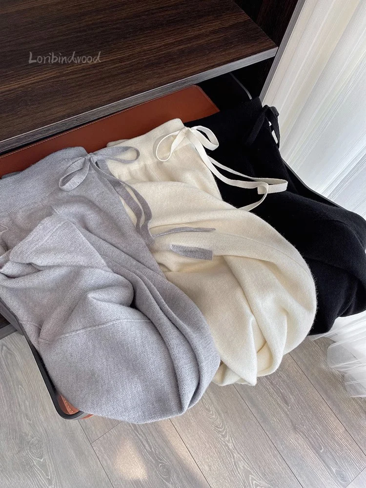 Soft Waxy Knit Wide-leg Pants Women - Uniqwear