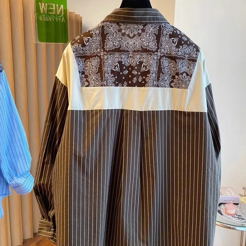 Folk Vintage Women's New Patchwork Polo Collar Shirts - Uniqwear