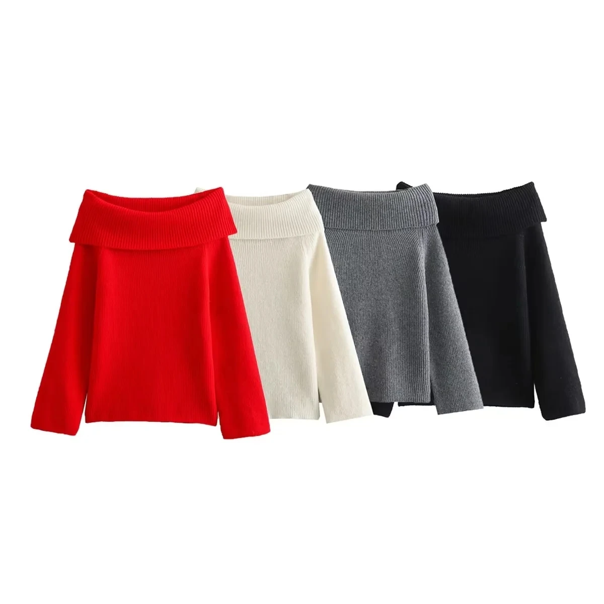 Women Fashion Off Shoulder Sweater - Uniqwear