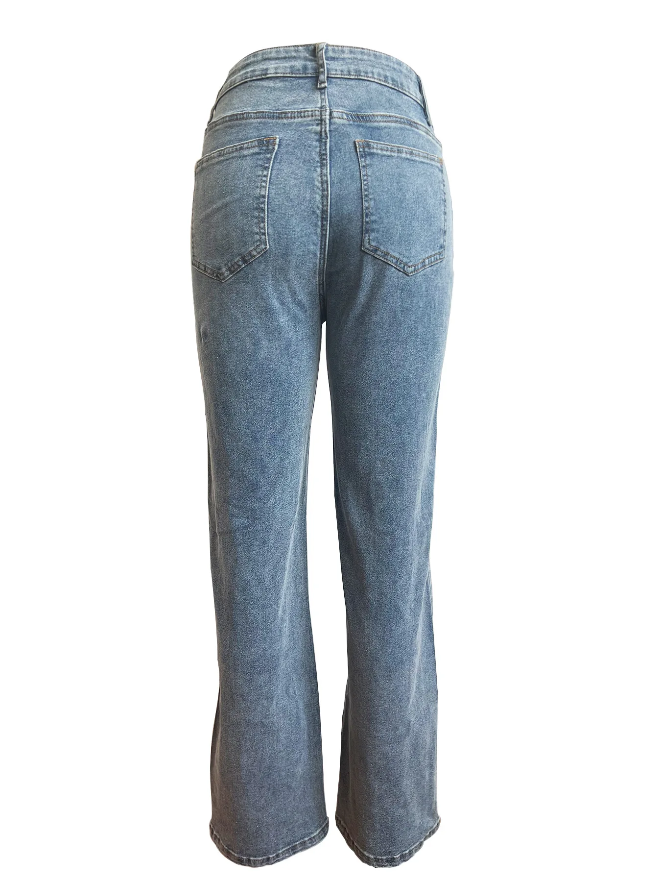 Women Vintage Cutout Straight Denim Pants - Uniqwear