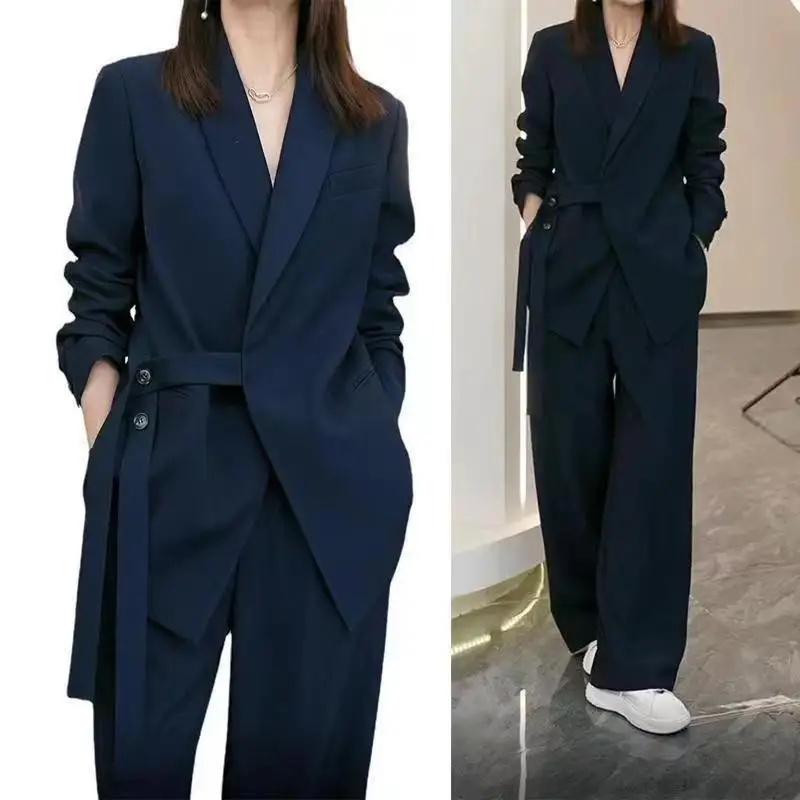 Women's Suit Elegant Loose Blazers Wide Leg Pants - Uniqwear