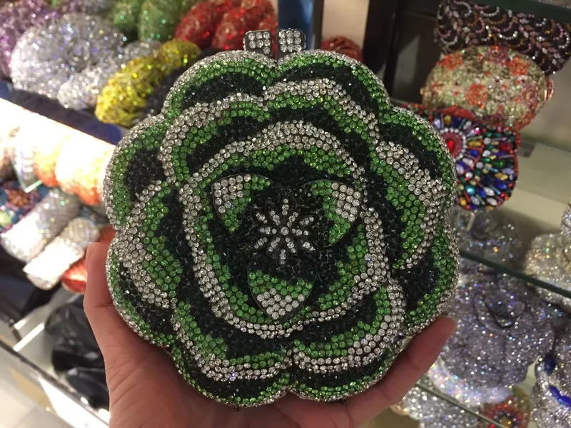 Rose Flower Rhinestones Evening Clutches Women - Uniqwear