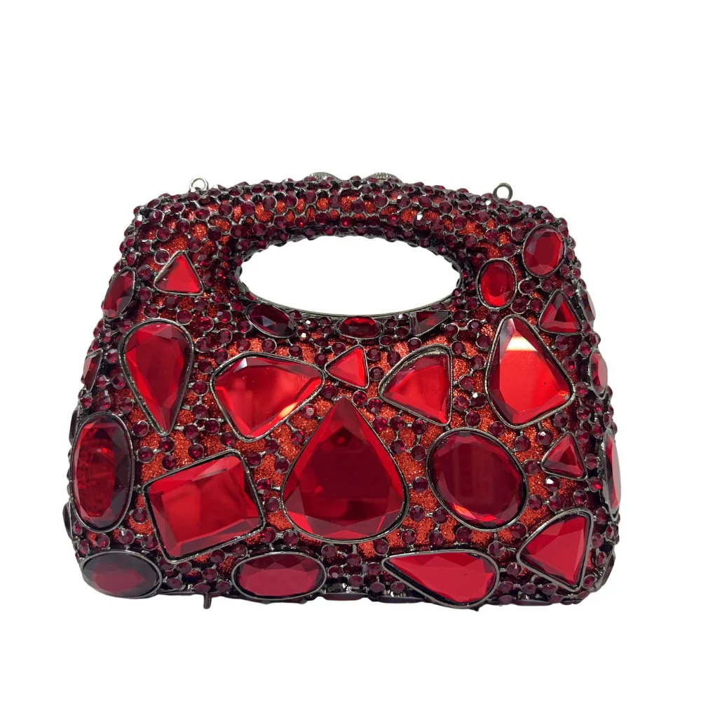 Women Gold Crystal Clutch Purse Gems Evening Bags - Uniqwear