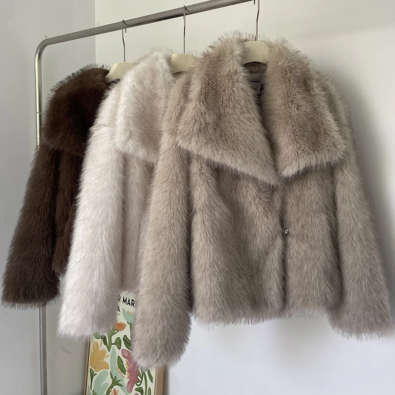 New Fashion Gradient Fluffy Fur Coat - Uniqwear