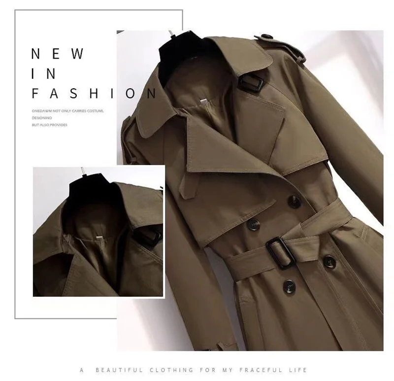 Women Jackets Double Breasted Streetwear Trench - Uniqwear