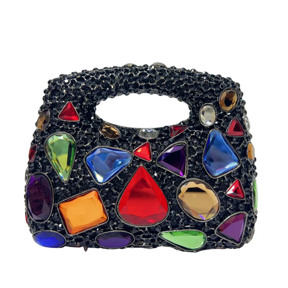 Women Gold Crystal Clutch Purse Gems Evening Bags - Uniqwear