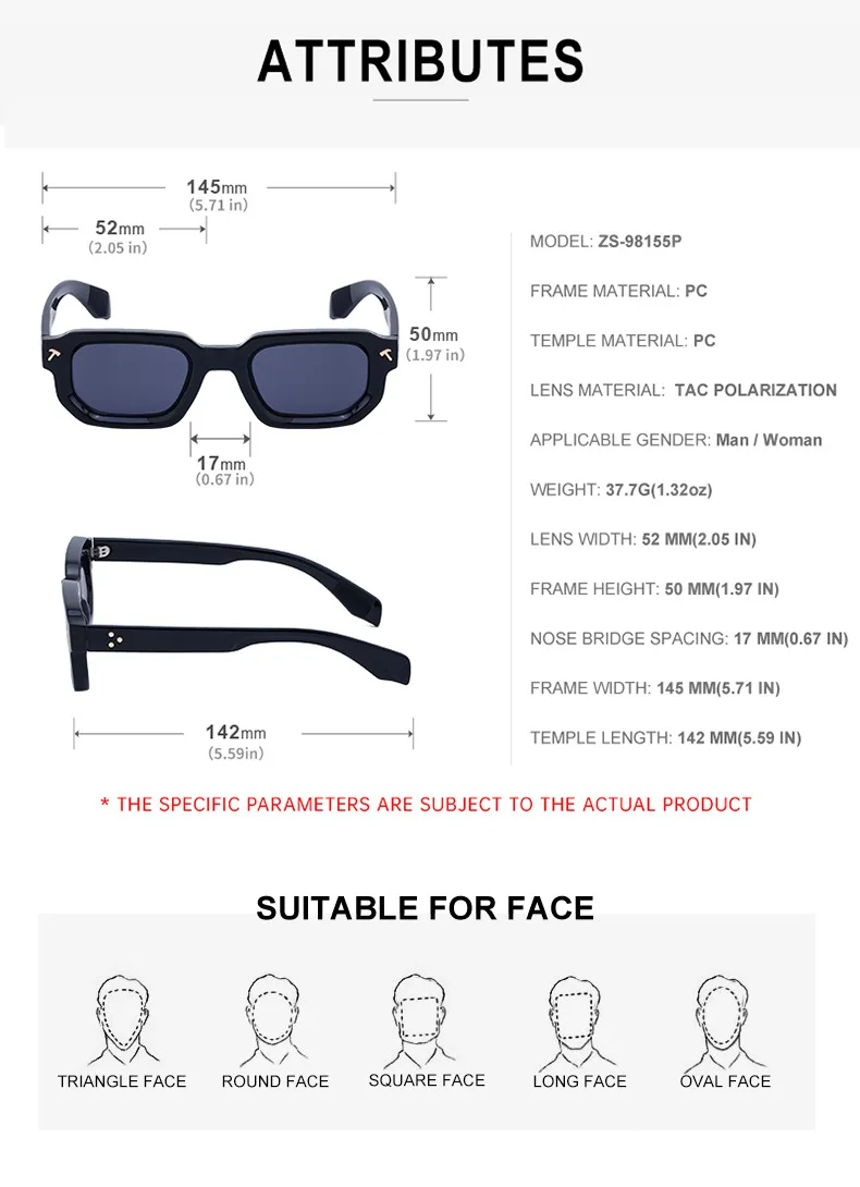 Polarized Small Square Sunglasses Men Women - Uniqwear