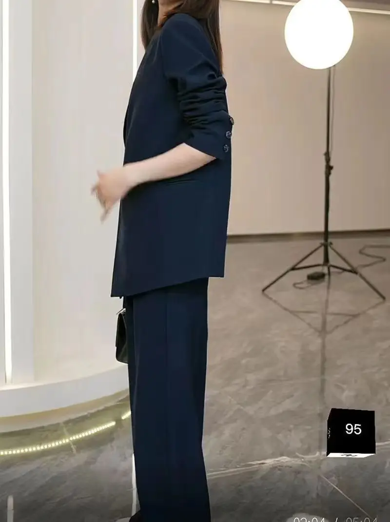 Women's Suit Elegant Loose Blazers Wide Leg Pants - Uniqwear