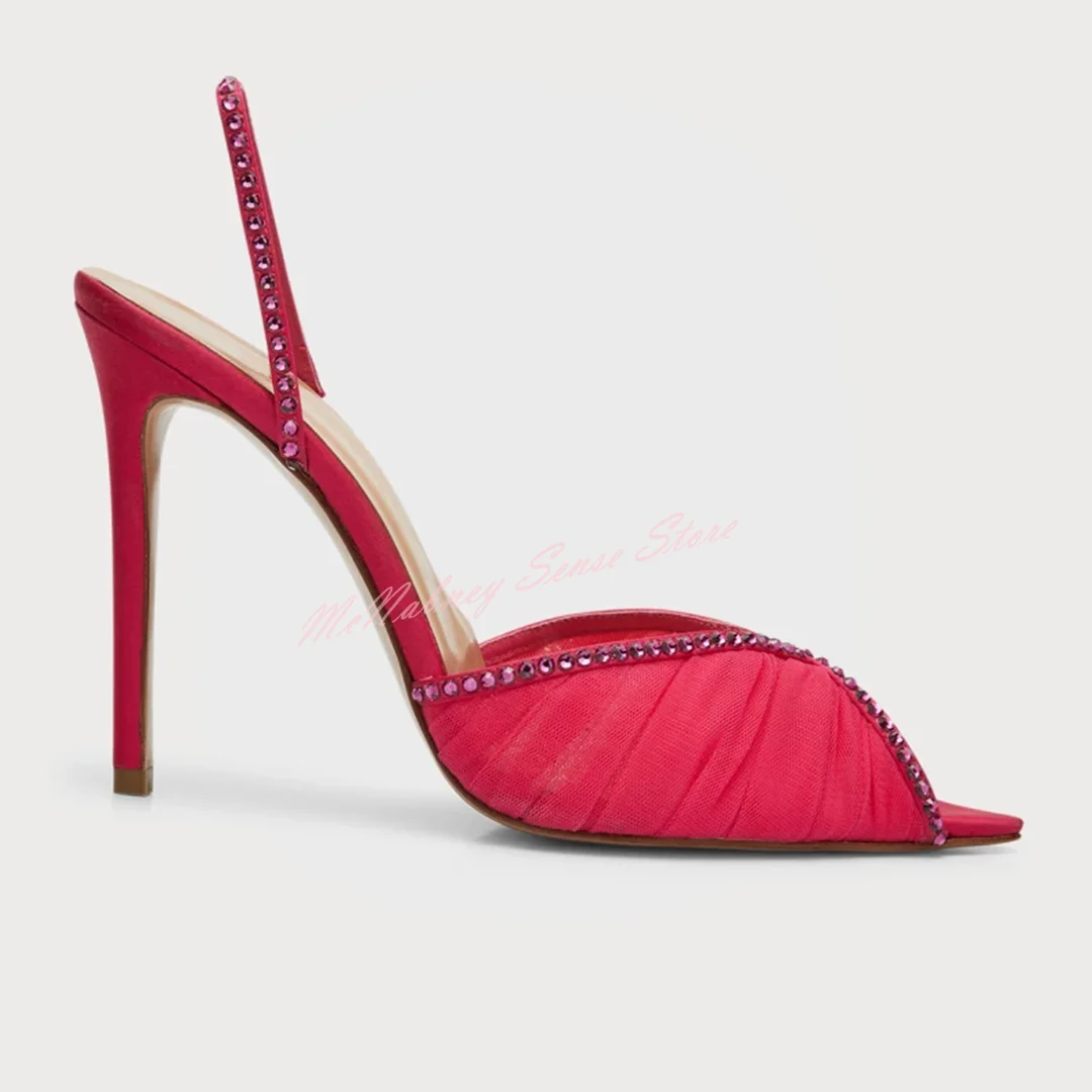 Buckles Straps Thin High Heels Solid Crystal Pumps Women - Uniqwear