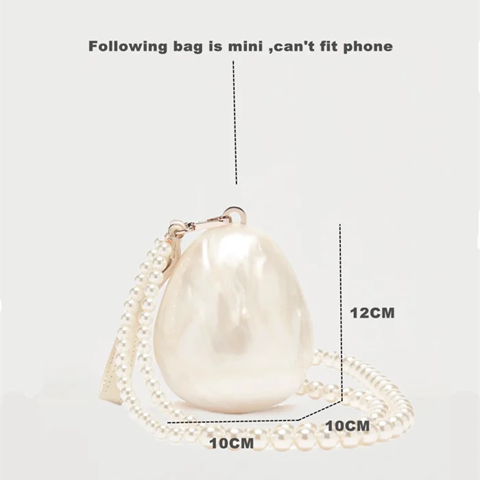 Women Acrylic egg bag cute pearl Evening Clutch Bag - Uniqwear