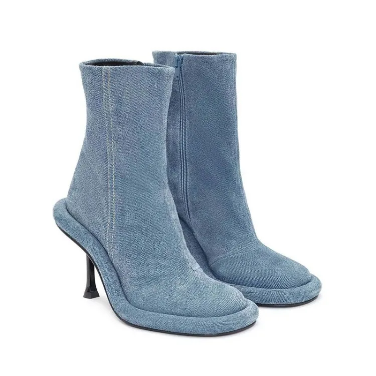 New Blue Denim Short Boots - Uniqwear