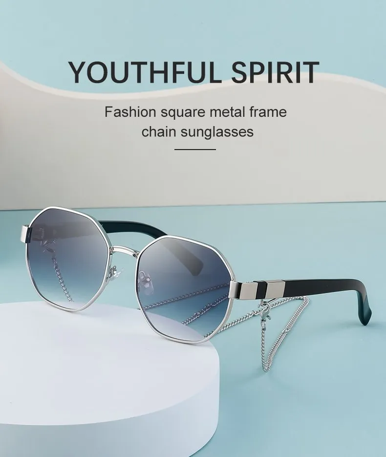 Polygon Sunglasses Women With Chain - Uniqwear
