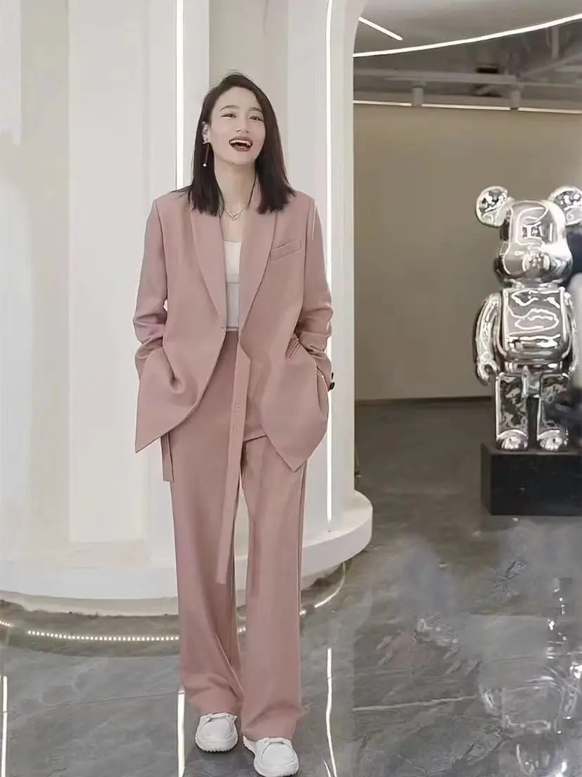 Women's Suit Elegant Loose Blazers Wide Leg Pants - Uniqwear