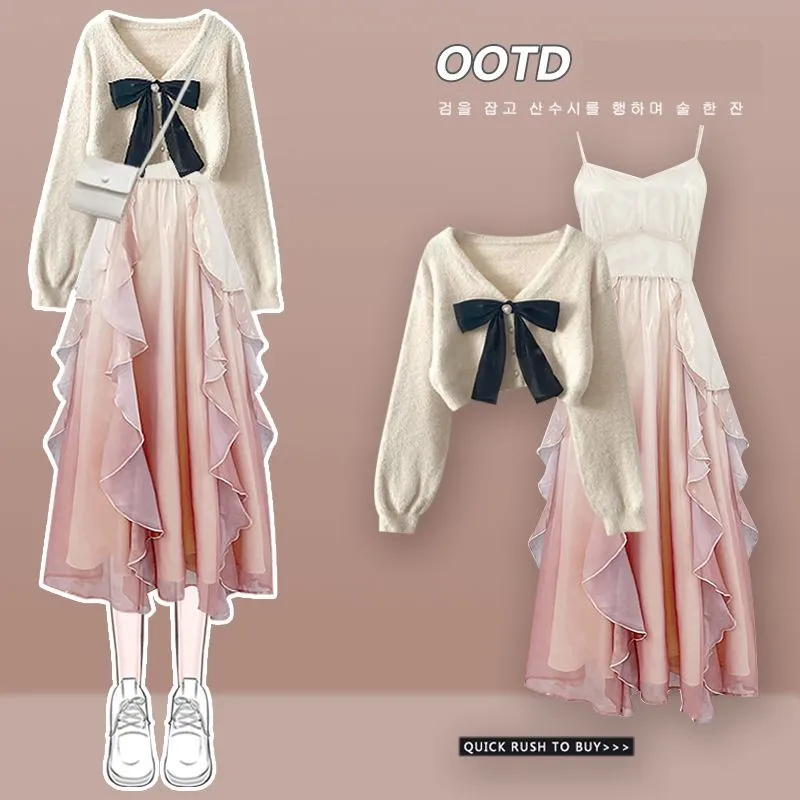 Women's New Knitted Sweaters Dress Two Piece Set - Uniqwear