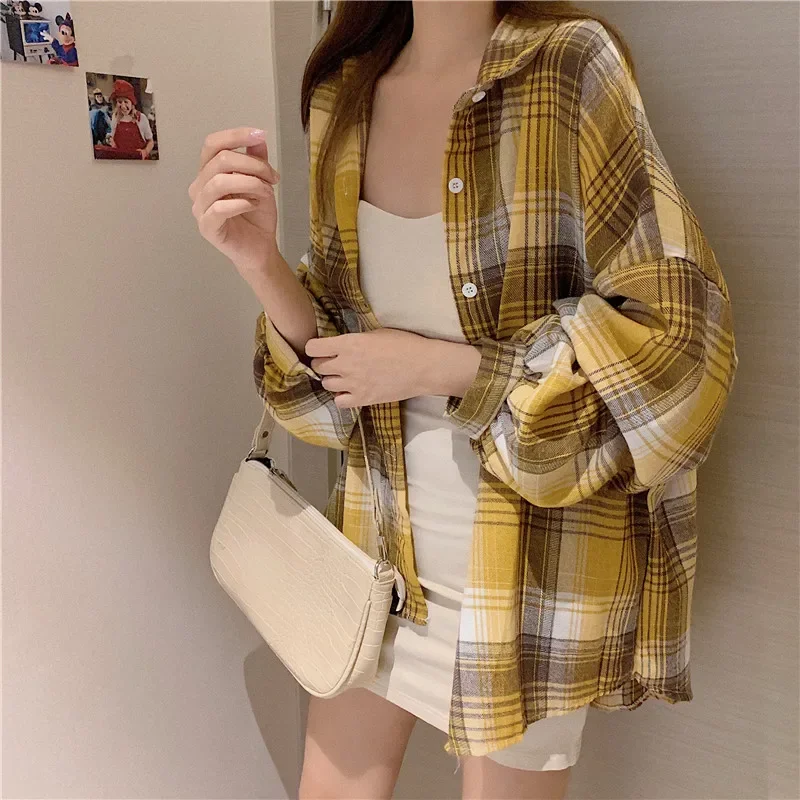 Plaid Shirt Women Autumn Long Sleeve Top - Uniqwear