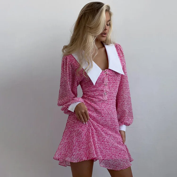 V-Neck Printed Fashion Mini Dress For Women - Uniqwear