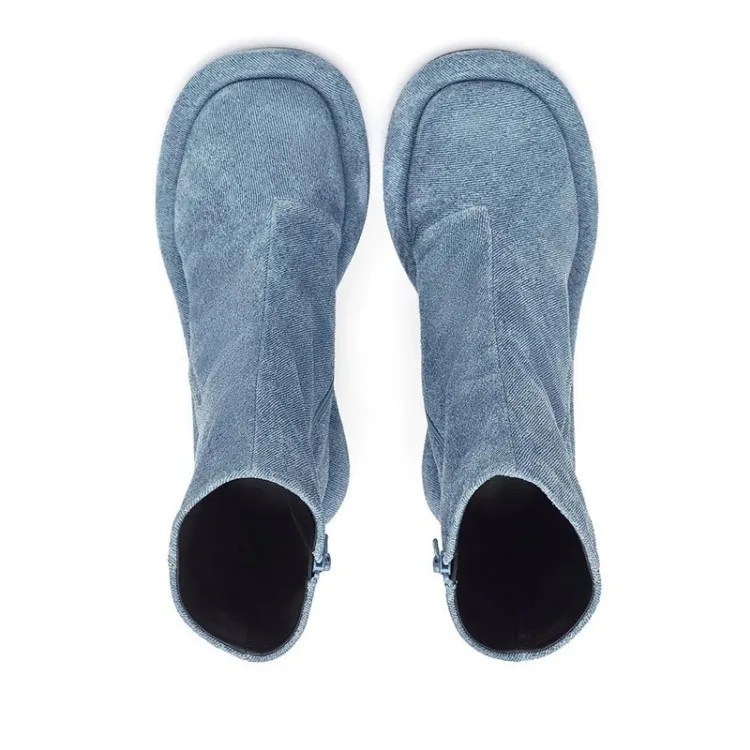 New Blue Denim Short Boots - Uniqwear