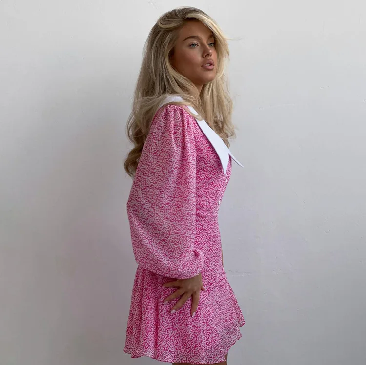 V-Neck Printed Fashion Mini Dress For Women - Uniqwear