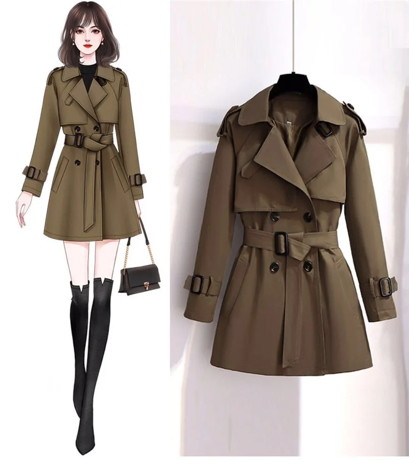 Women Jackets Double Breasted Streetwear Trench - Uniqwear