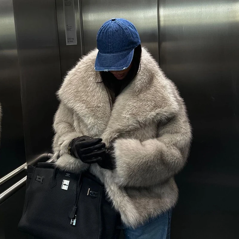 New Fashion Gradient Fluffy Fur Coat - Uniqwear