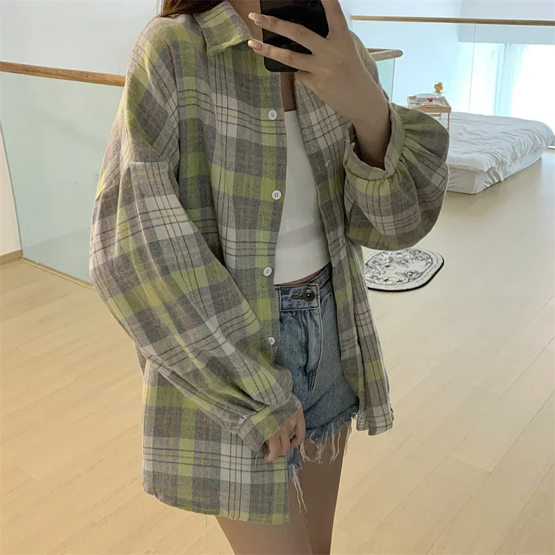 Plaid Shirt Women Autumn Long Sleeve Top - Uniqwear