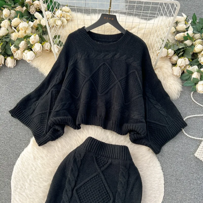 Fashion Women Sweater High Waist Skirt Set - Uniqwear