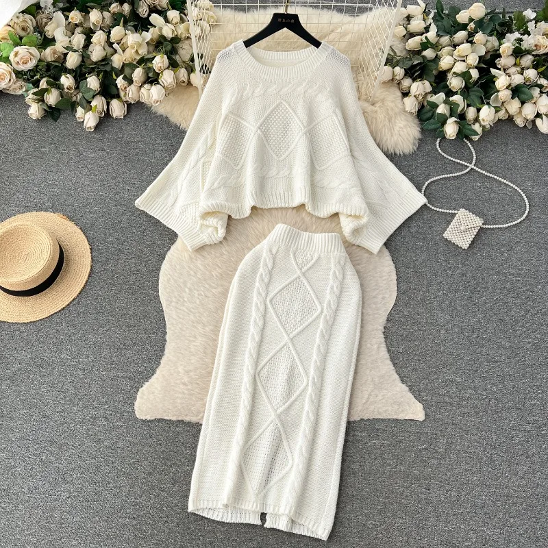Fashion Women Sweater High Waist Skirt Set - Uniqwear