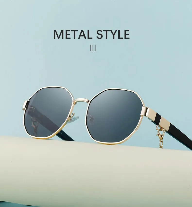 Polygon Sunglasses Women With Chain - Uniqwear