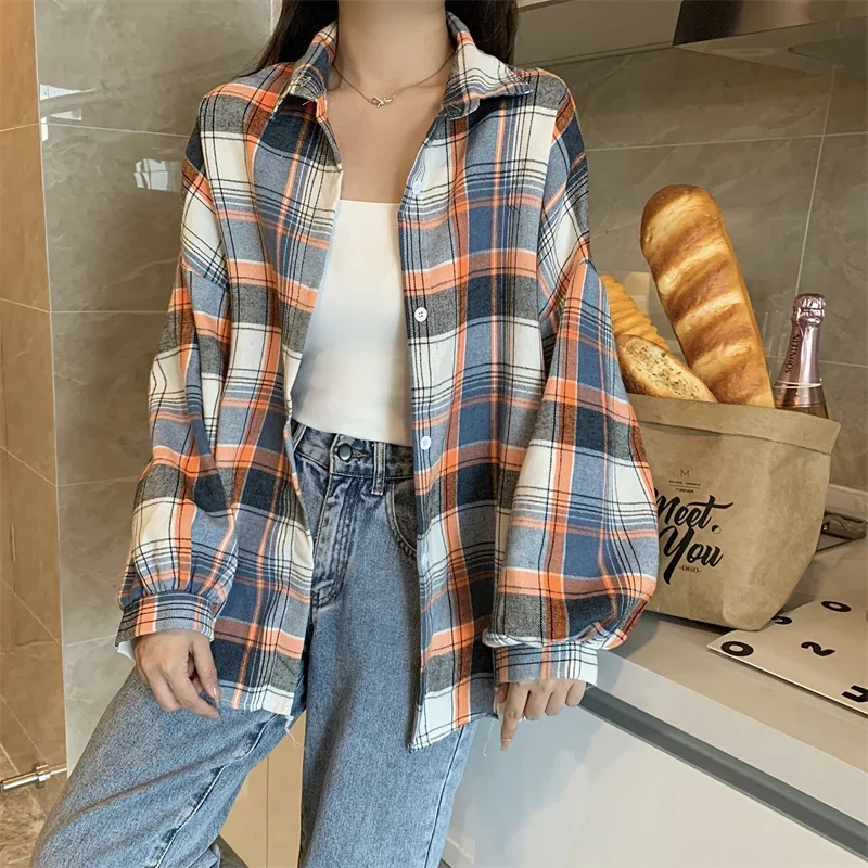 Plaid Shirt Women Autumn Long Sleeve Top - Uniqwear