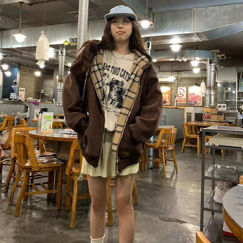Brown Zip Up Hoodie Women - Uniqwear