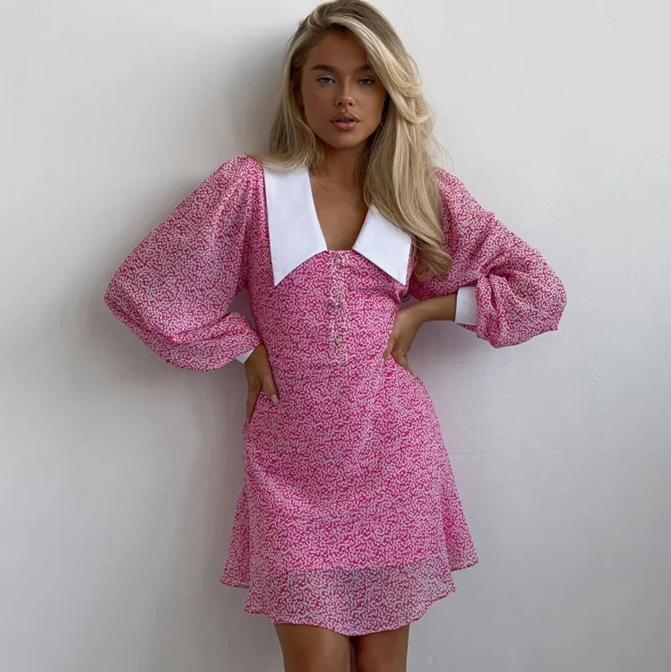 V-Neck Printed Fashion Mini Dress For Women - Uniqwear