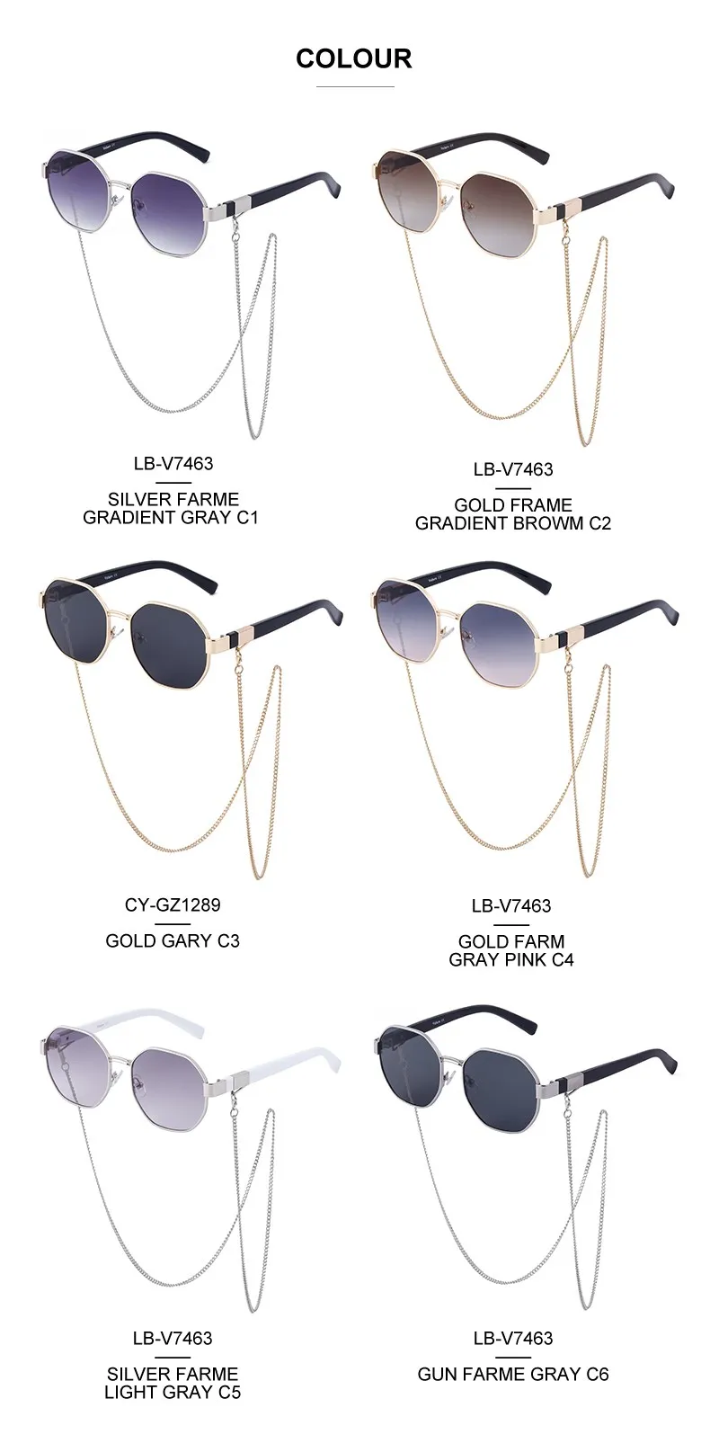 Polygon Sunglasses Women With Chain - Uniqwear