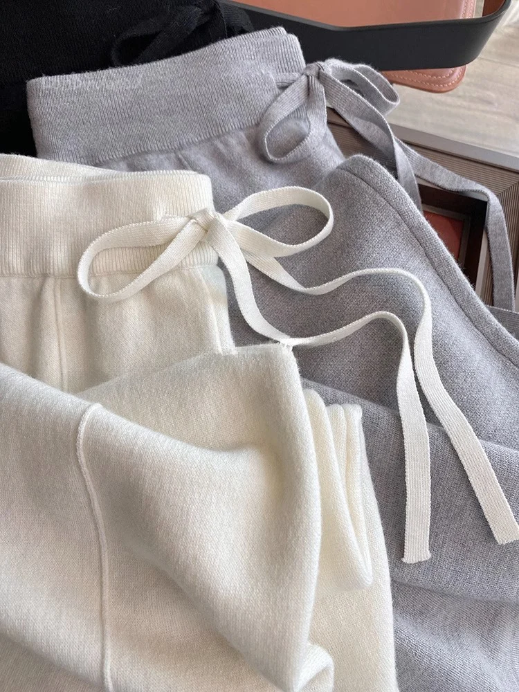 Soft Waxy Knit Wide-leg Pants Women - Uniqwear