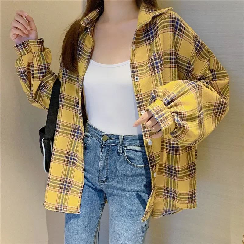 Plaid Shirt Women Autumn Long Sleeve Top - Uniqwear